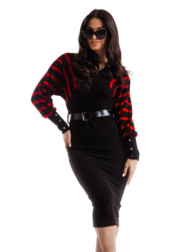 Sukienka damska 094DLR - czarna/czerwona