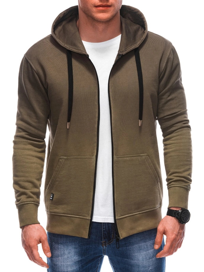 Bluza męska rozpinana z kapturem OM-SSWS-0127 - oliwkowa V2