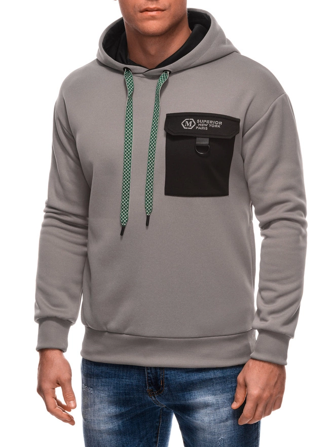 Bluza męska z kapturem 1700B - szara