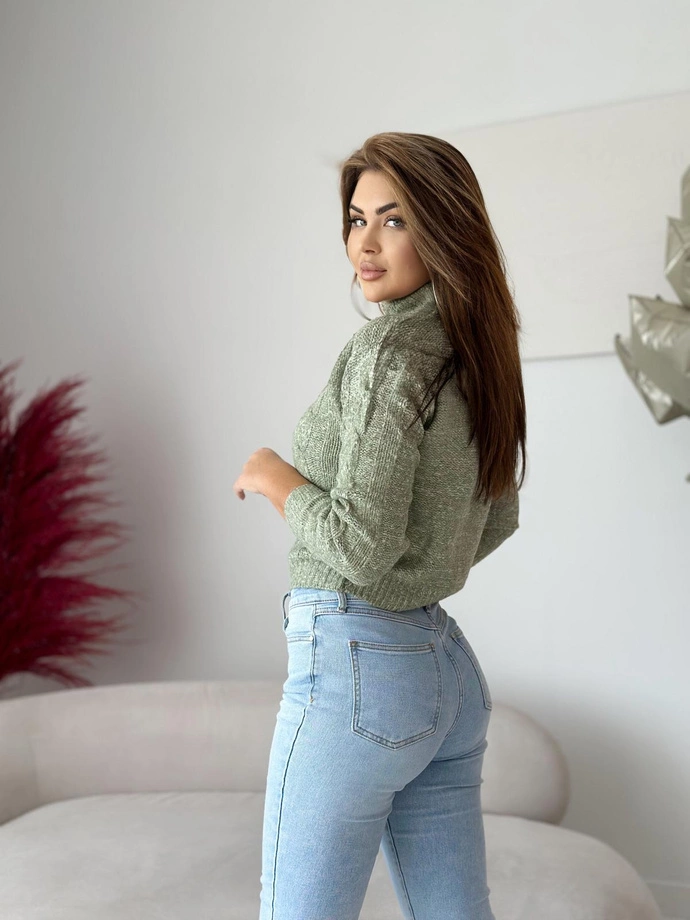 Sweter damski 023ELR - oliwkowy