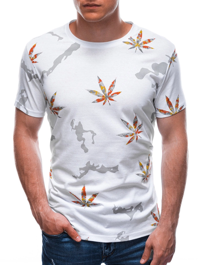 T-shirt męski z nadrukiem 1704S - biały