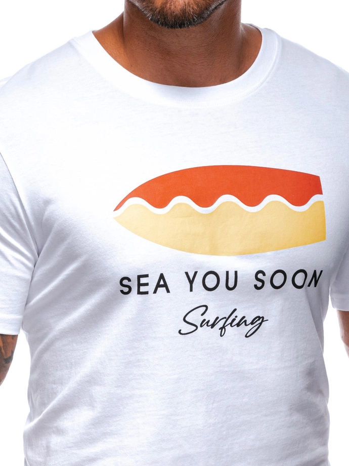 T-shirt męski z nadrukiem 2003S - biały