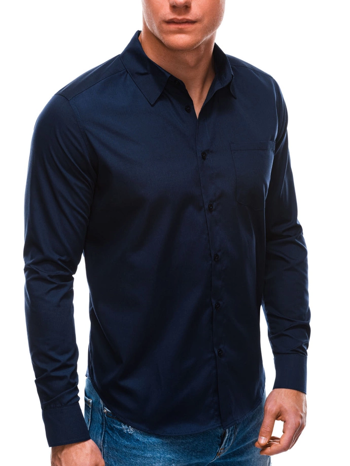 Koszula męska z długim rękawem 597K - granatowa