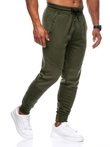 Patchworkowe spodnie męskie dresowe joggery OM-PASK-22FW-013 - ciemnooliwkowe V3