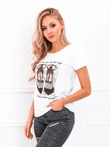 T-shirt damski z nadrukiem 058SLR - biały