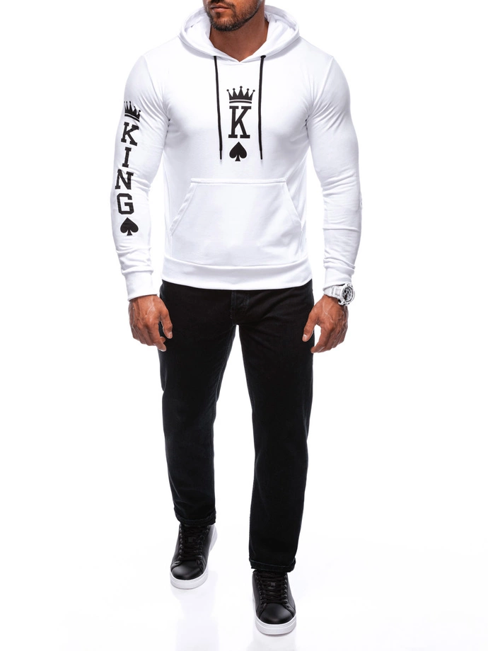 Bluza męska z kapturem 1679B - biała