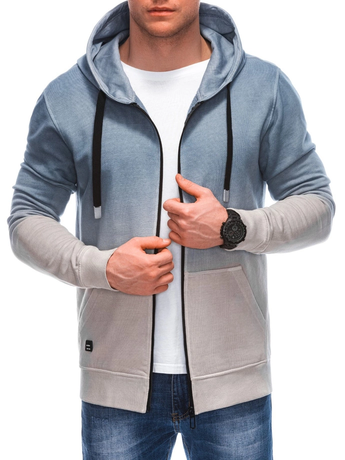 Bluza męska rozpinana z kapturem OM-SSWS-0127 - niebieska V1