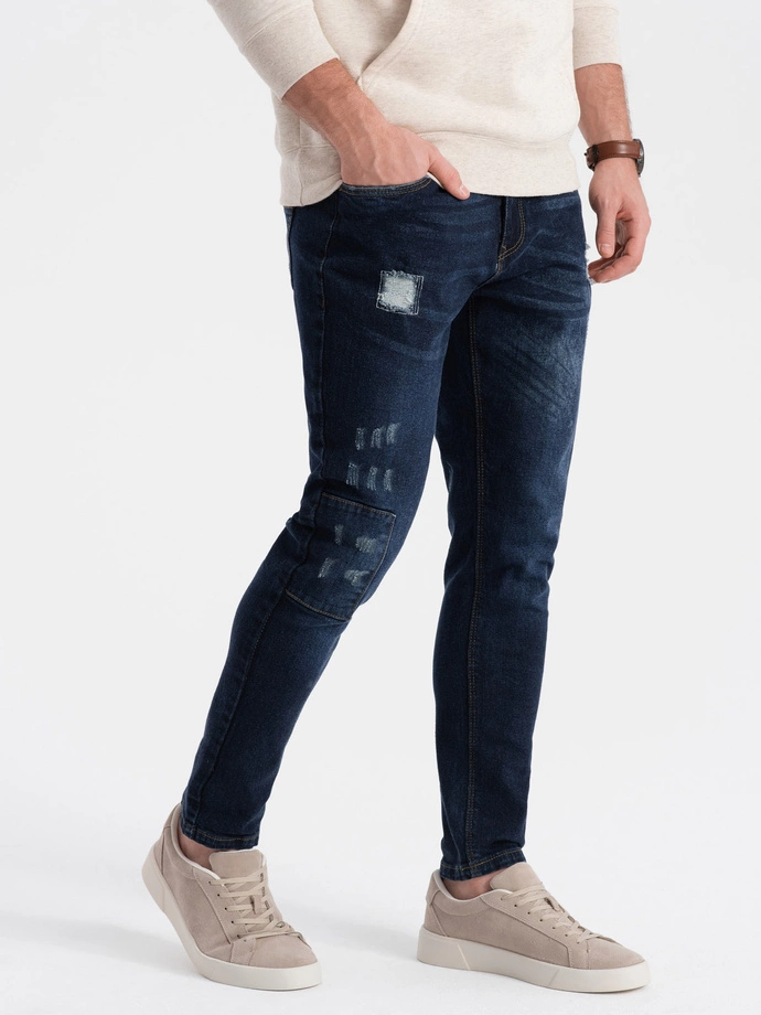 Spodnie męskie jeansowe joggery 907P - czarne