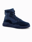 Męskie buty sneakersy za kostkę z rzeźbioną podeszwą – granatowe V4 OM-FOBO-0122