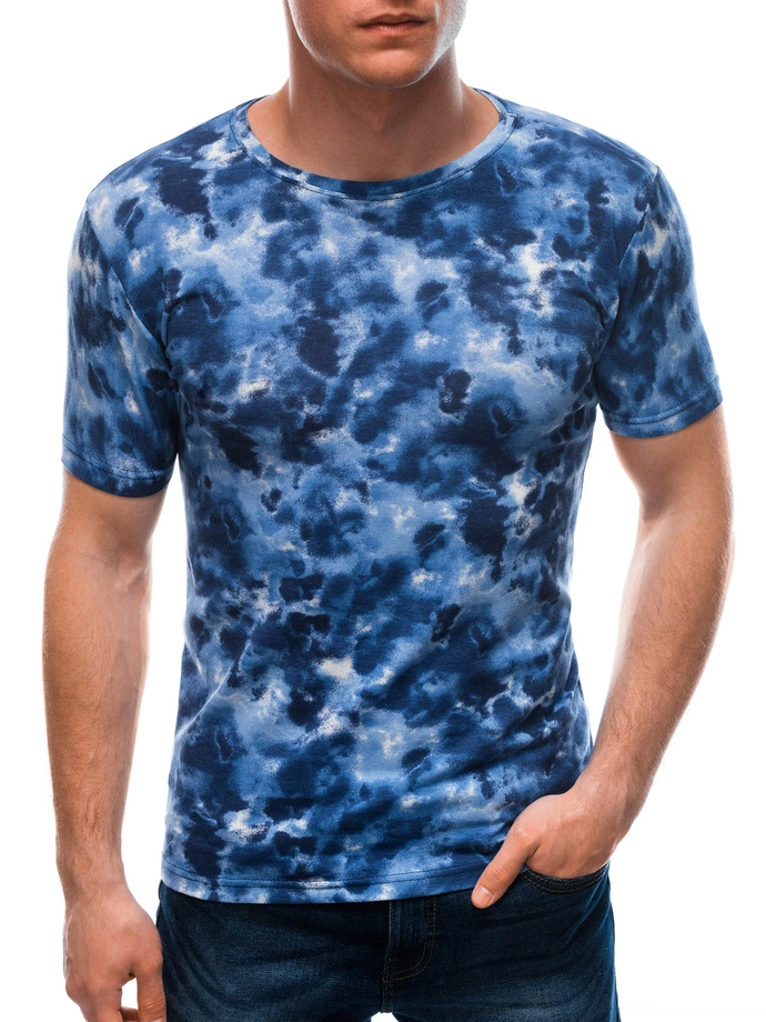 T-shirt męski z nadrukiem 1648S - niebieski