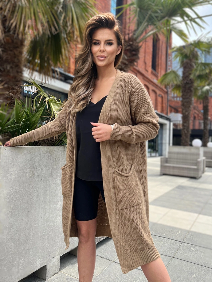 Sweter damski ELR027- brązowy