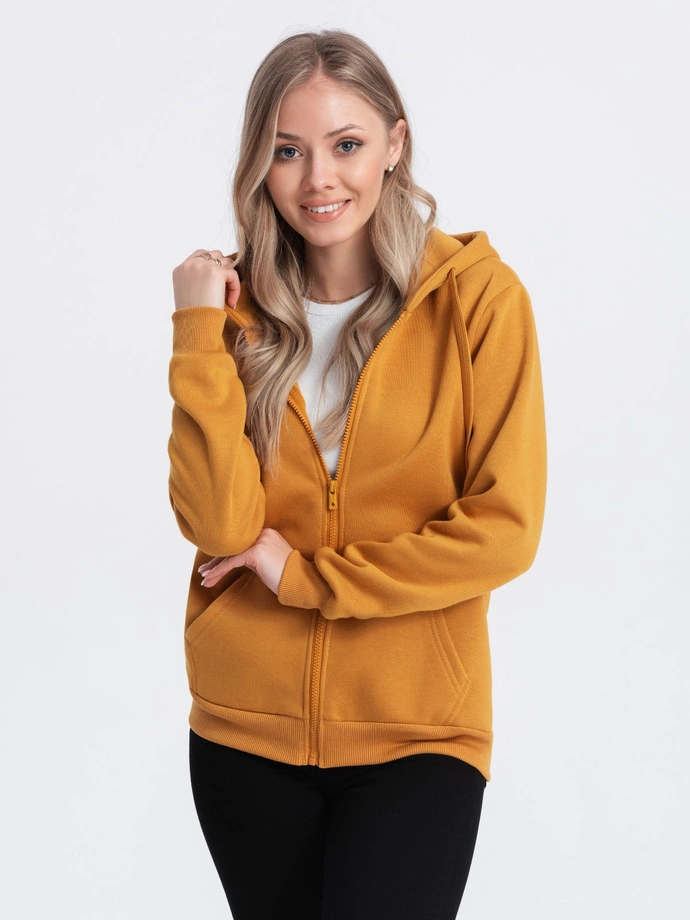 Bluza damska z kapturem 003TLR - musztardowa