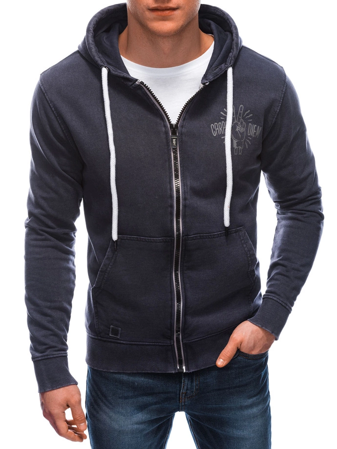 Bluza męska rozpinana z nadrukiem 1280B - granatowa