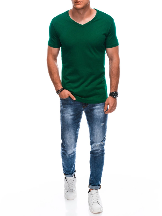 T-shirt męski basic V-neck EM-TSBS-0101 - zielony V11