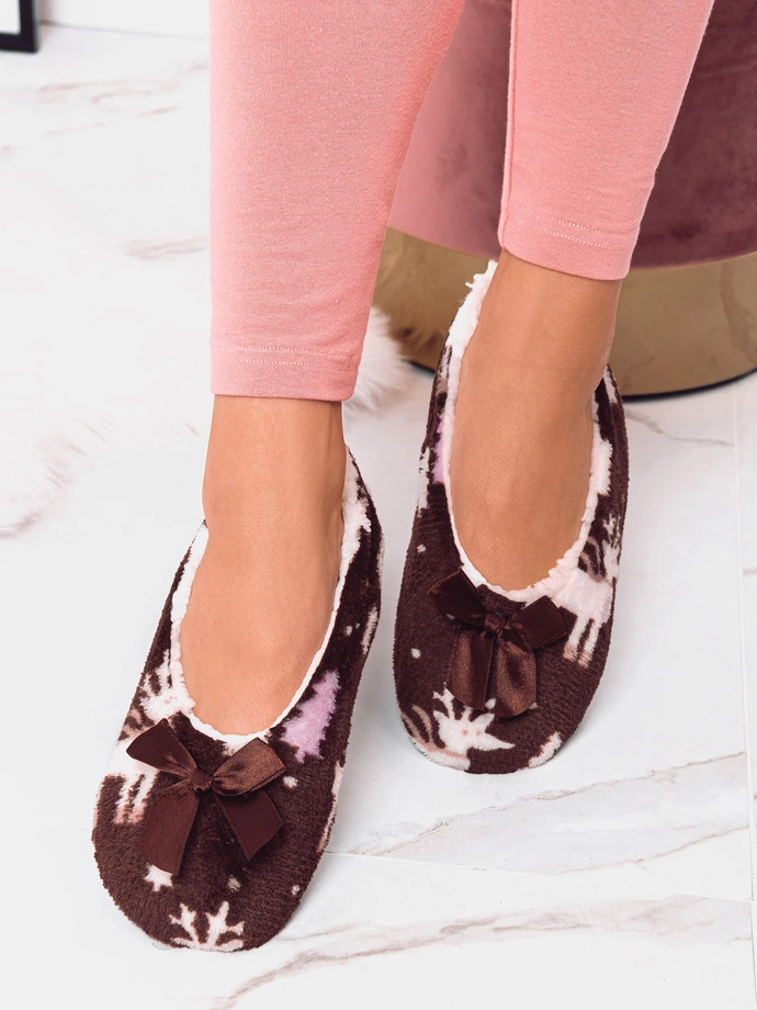 Kapcie baleriny damskie 436LR - brązowe