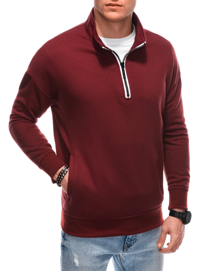 Bluza męska ze stójka rozpinaną na suwak V7 1353B - bordowa