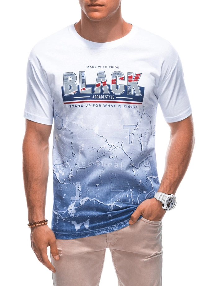 T-shirt męski z nadrukiem 1878S - biały