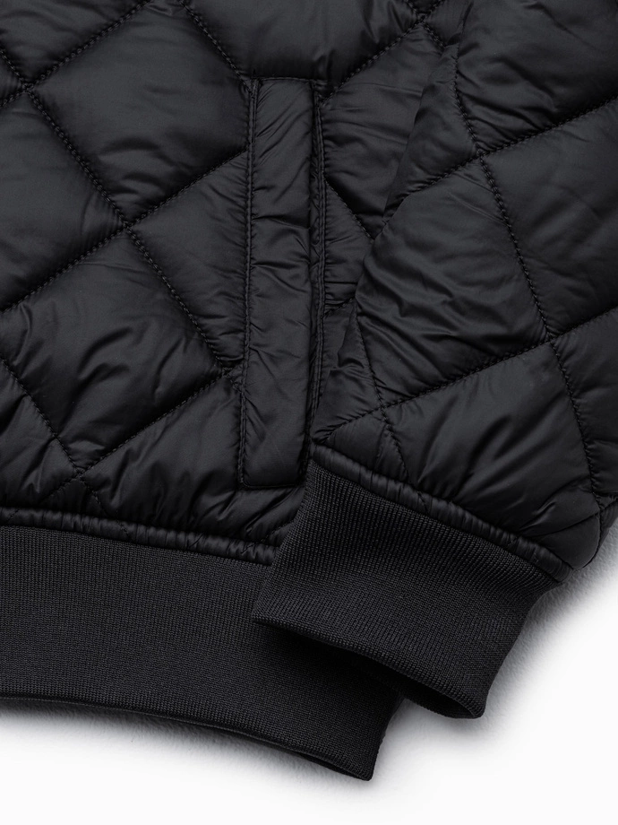 Kurtka męska ocieplana bomberka z naszywkami 357C - czarna V4