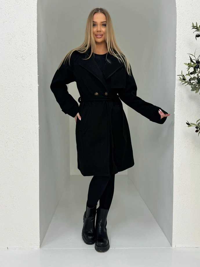 Modny płaszcz damski CLR038 - czarny