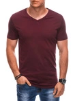 T-shirt męski basic V-neck EM-TSBS-0101 - bordowy V10