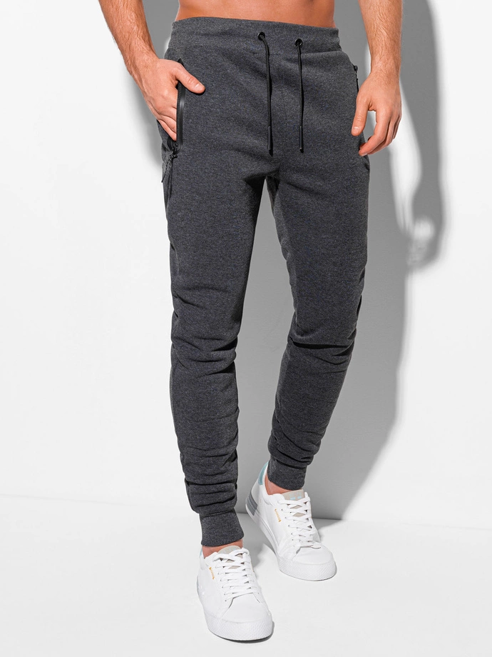 Spodnie męskie dresowe 1110P - ciemnoszary melanż