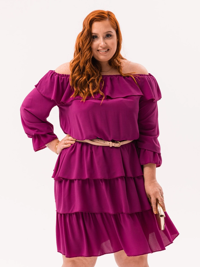 Sukienka damska Plus Size 059DLR - ciemnoróżowa