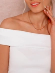 Damska bluzka prążkowana crop top z odkrytymi ramionami 085SLR - biała
