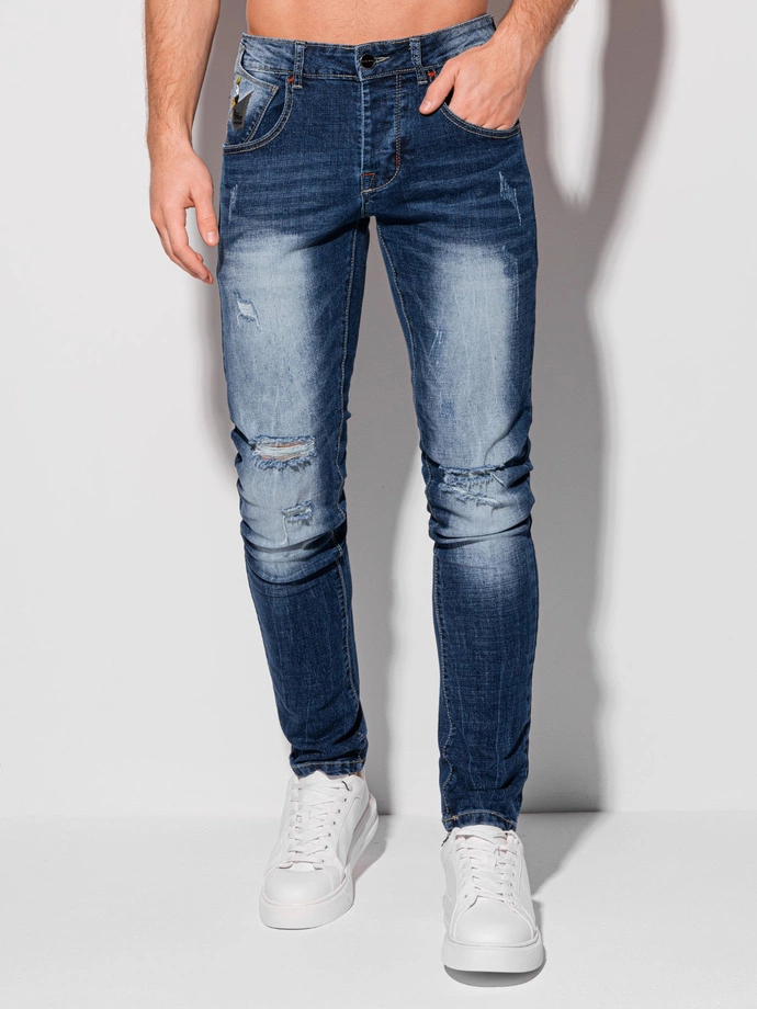 Spodnie męskie jeansowe 1307P - niebieskie