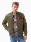 Kurtka męska jesienna bomberka 357C - oliwkowa