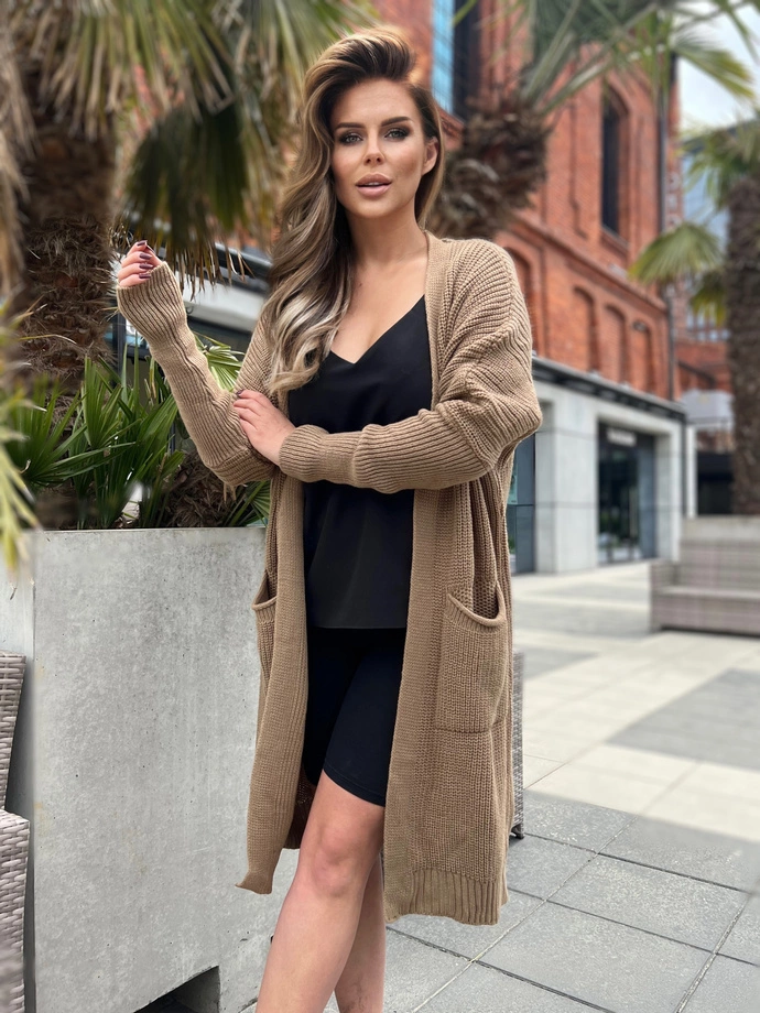 Sweter damski ELR027- brązowy