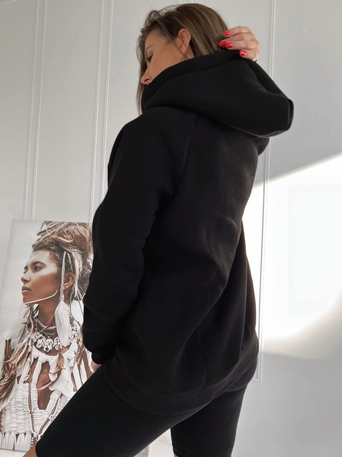 Bluza damska z kapturem 042TLR - czarna