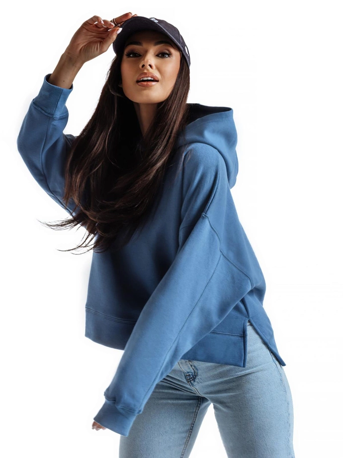 Bluza damska z kapturem TLR044 - niebieska