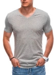 T-shirt męski basic V-neck EM-TSBS-0101 - szary melanż V4