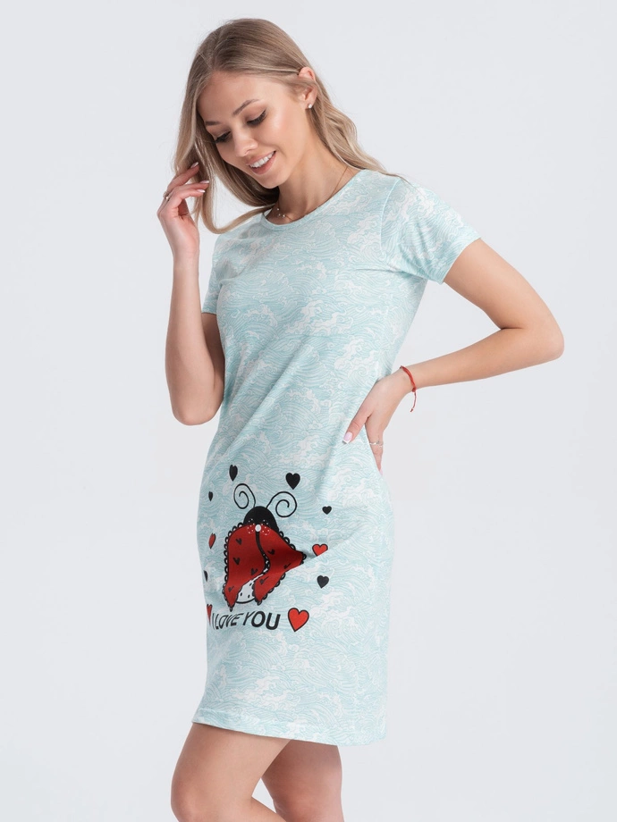 Piżama damska koszula nocna 258ULR - miętowa