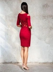 Sukienka damska mini z ozdobnym dekoltem i odkrytymi ramionami DLR172 - czerwona