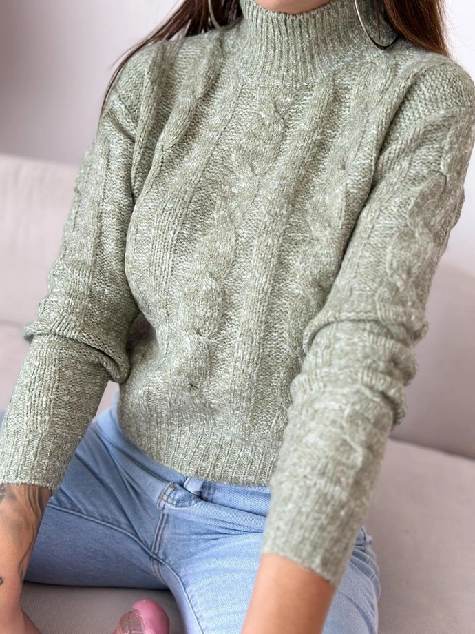 Sweter damski 023ELR - oliwkowy