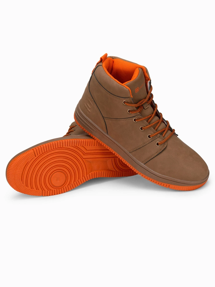 Buty męskie ocieplane sneakersy za kostkę - camel V5 OM-FOSH-0123