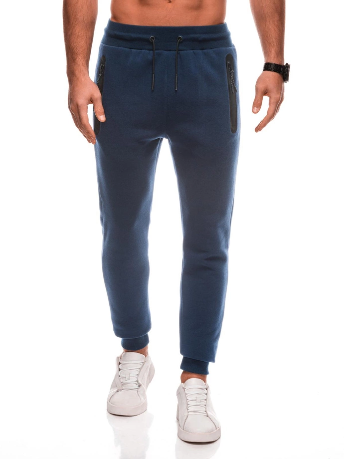 Jednolite męskie spodnie dresowe BASIC – granatowy V-5 EM-PABS-0104