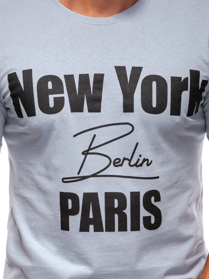 T-shirt męski z nadrukiem 2004S - szary