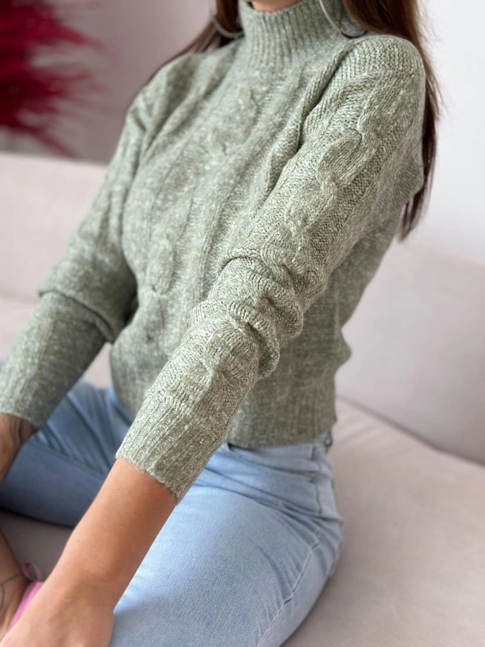 Sweter damski 023ELR - oliwkowy