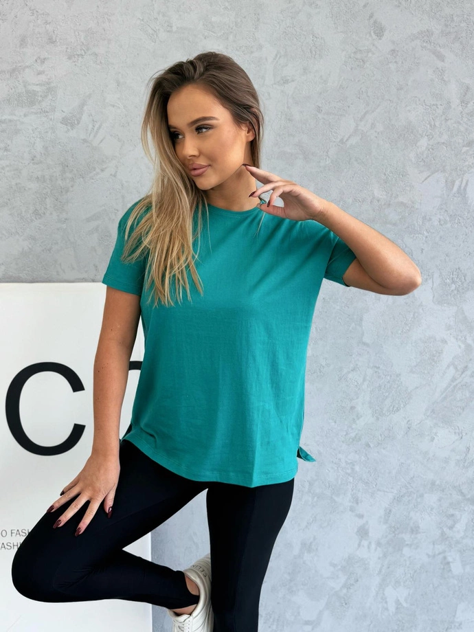 T-shirt oversize SLR094 - turkusowy
