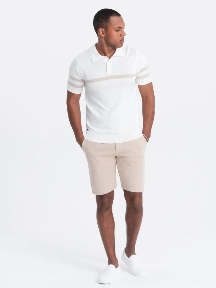 Krótkie spodenki męskie casual 531W - beżowe V2