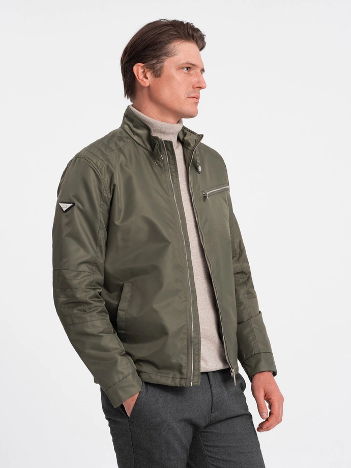 Kurtka męska biker 605C - khaki V1