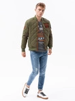 Kurtka męska jesienna bomberka 357C - oliwkowa