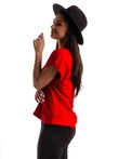 T-shirt damski bez nadruku SLR087- czerwony