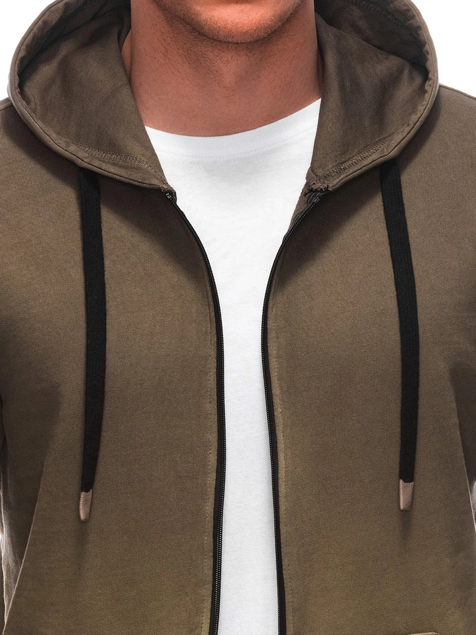 Bluza męska rozpinana z kapturem OM-SSWS-0127 - oliwkowa V2