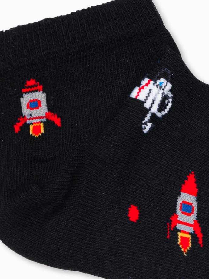 Skarpety męskie krótkie ze wzorem rakiet - czarne V19 177U