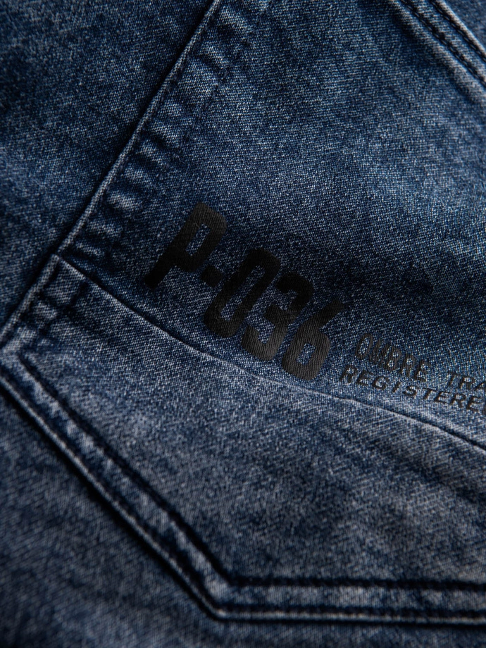 Spodnie męskie marmurkowe JOGGERY z przeszyciami - niebieskie V1 OM-PADJ-0108