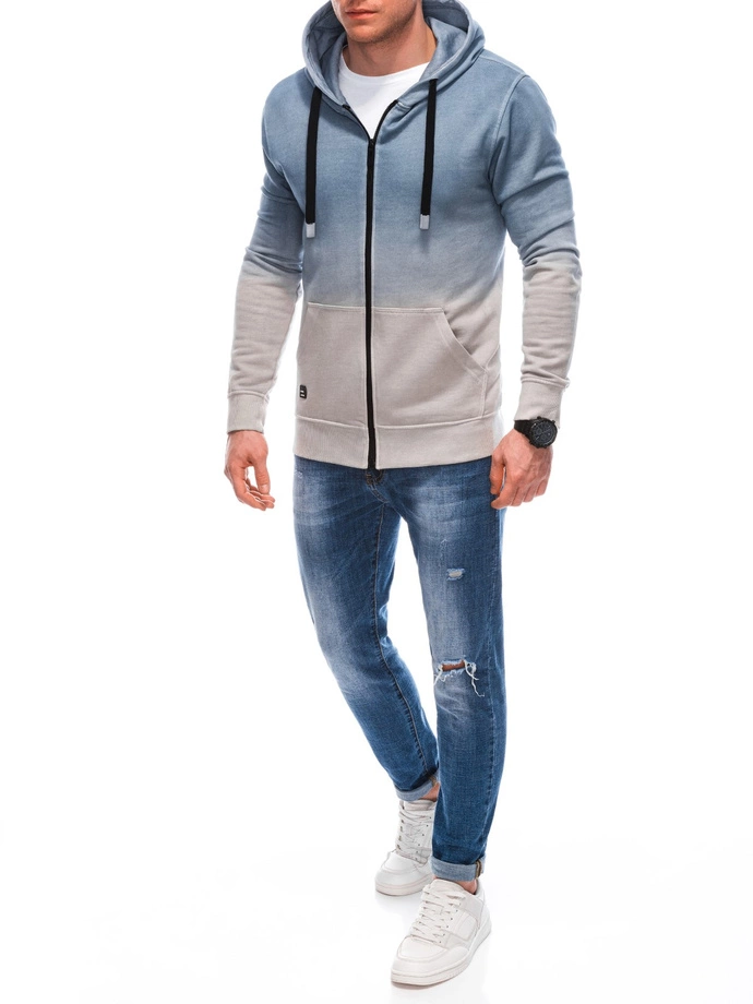 Bluza męska rozpinana z kapturem OM-SSWS-0127 - niebieska V1