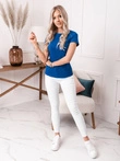 T-shirt damski basic 001SLR - ciemnoniebieski